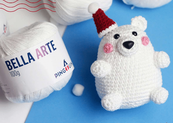 Amigurumi Urso Polar crochê no Fio Bella Arte e Balloon
