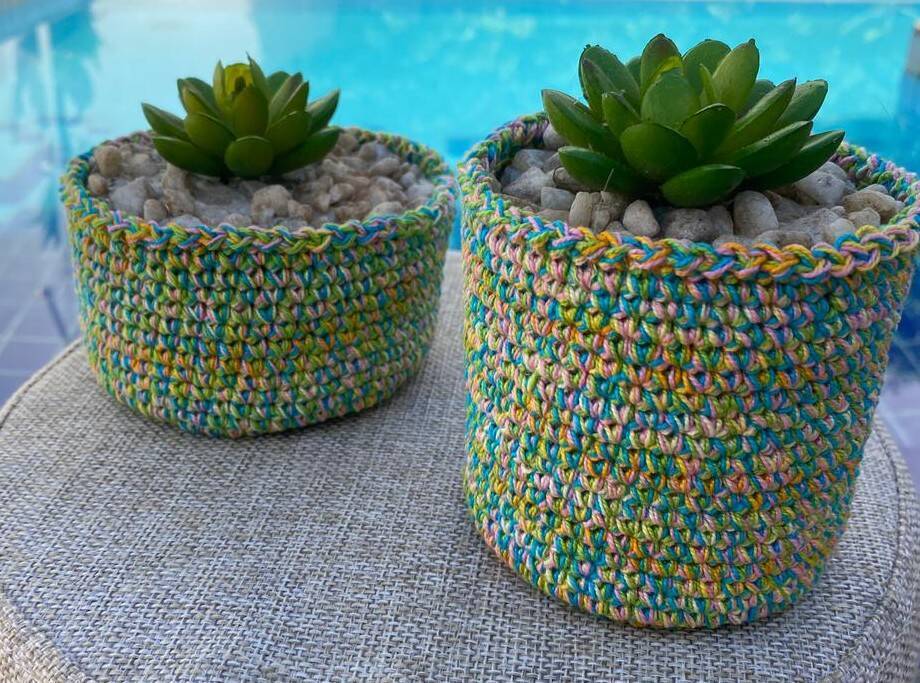 Conjunto Cachepôs de Crochê: Passo a passo