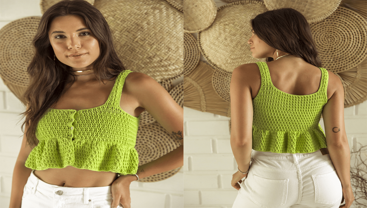 Cropped De Crochê Babado Detalhado Com Gráfico Fácil de Fazer