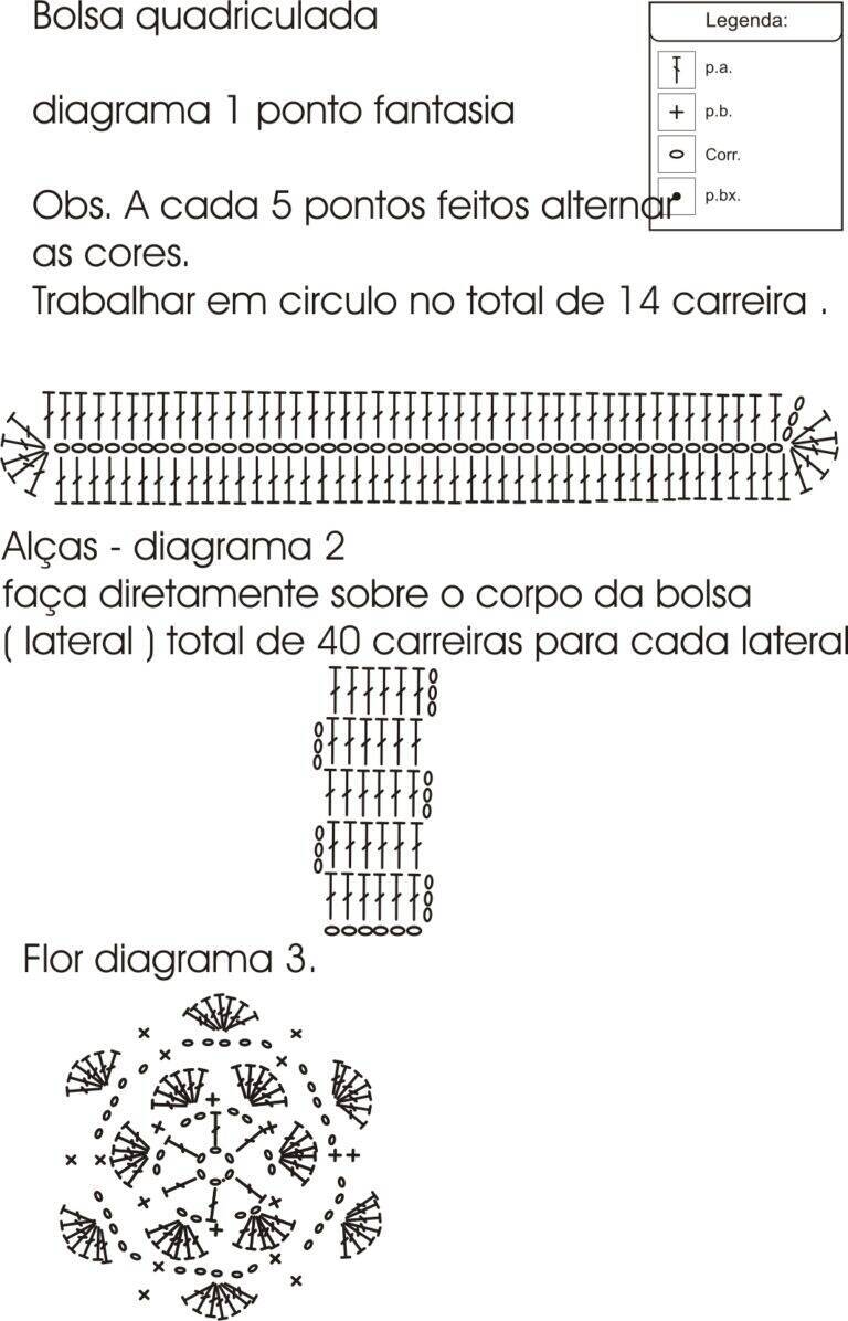 Bolsa de Crochê Xadrez