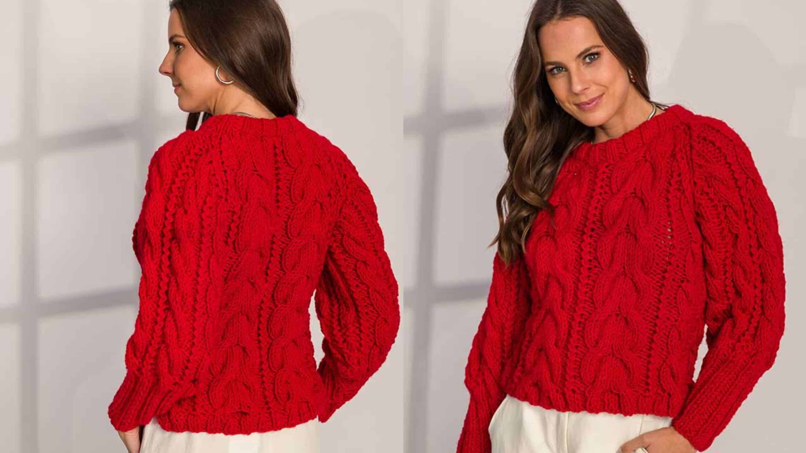 Fique quentinha com a Blusa de tricô Vermelha