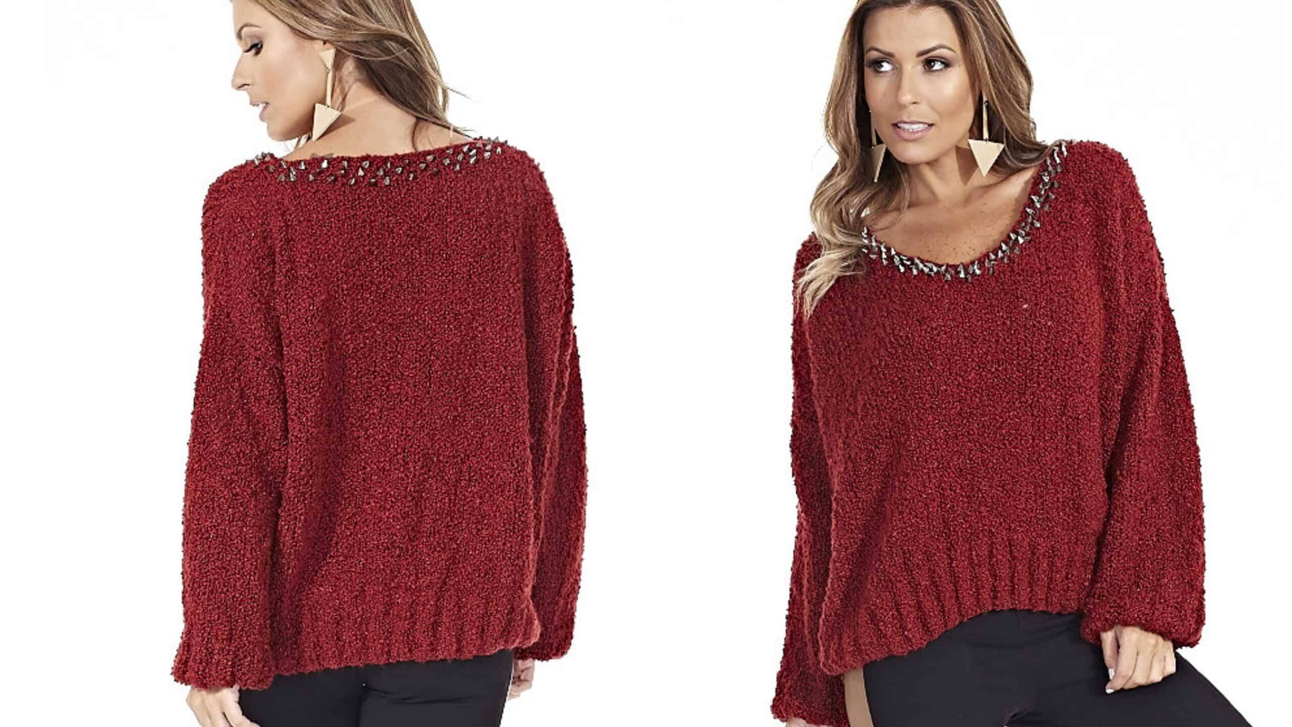 Fique quentinha com a Blusa de tricô Marsala