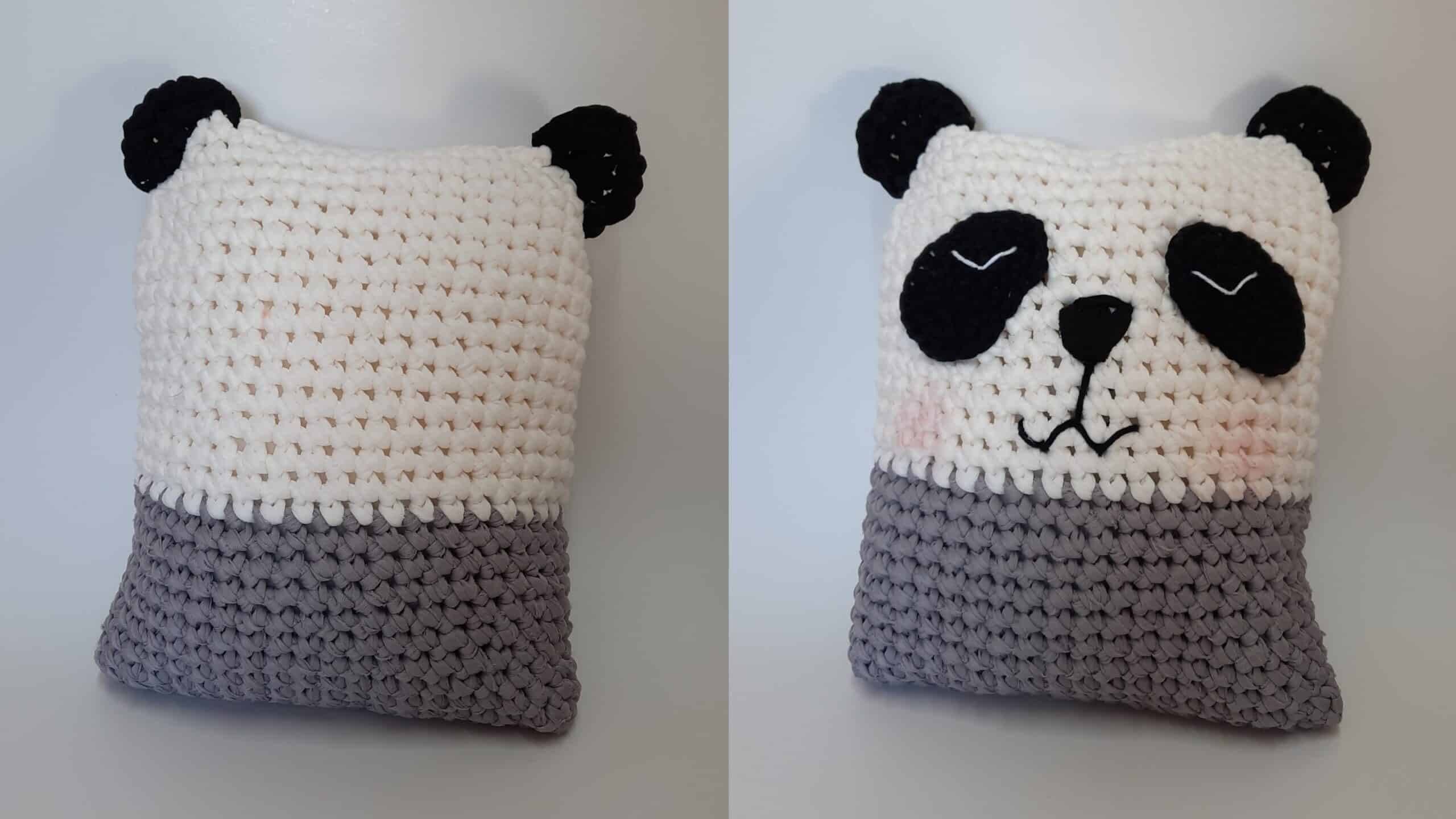 Faça a fofíssima Almofada Panda em Crochê