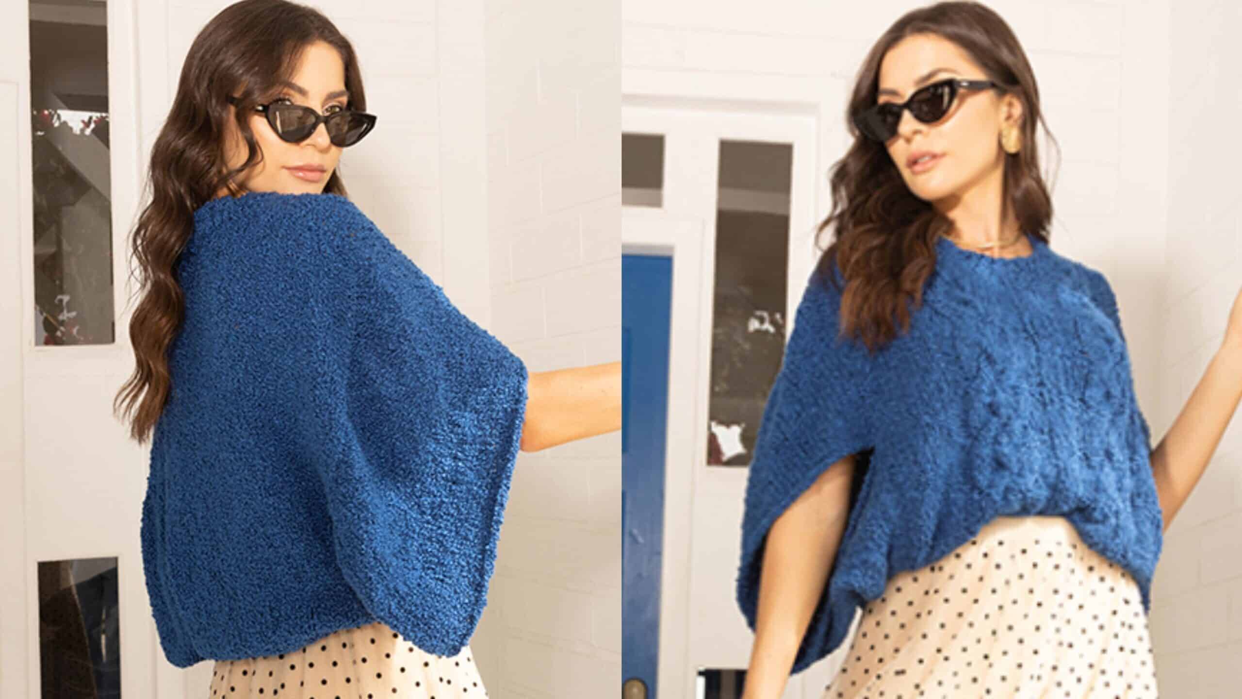 Faça a linda Blusa de tricô Casulo com receita e gráfico