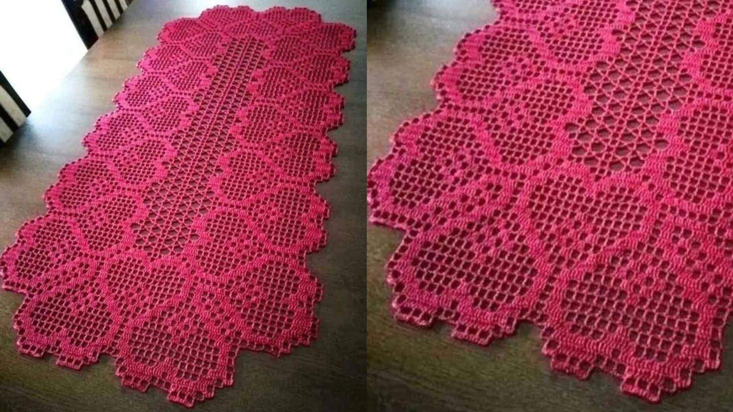 Crochê de Luxo : Caminho de Mesa Coração com Gráficos e Passo a Passo para Iniciantes