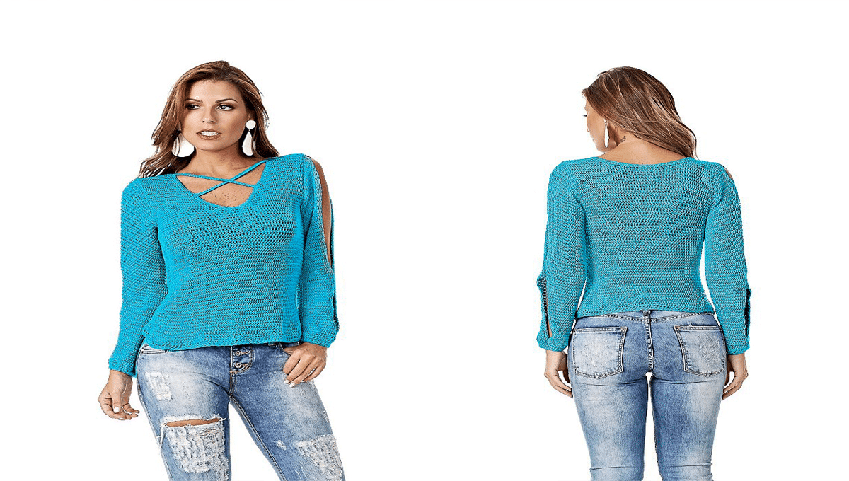 Blusa Turquesa De Crochê Com Gráfico e inspiração Confira