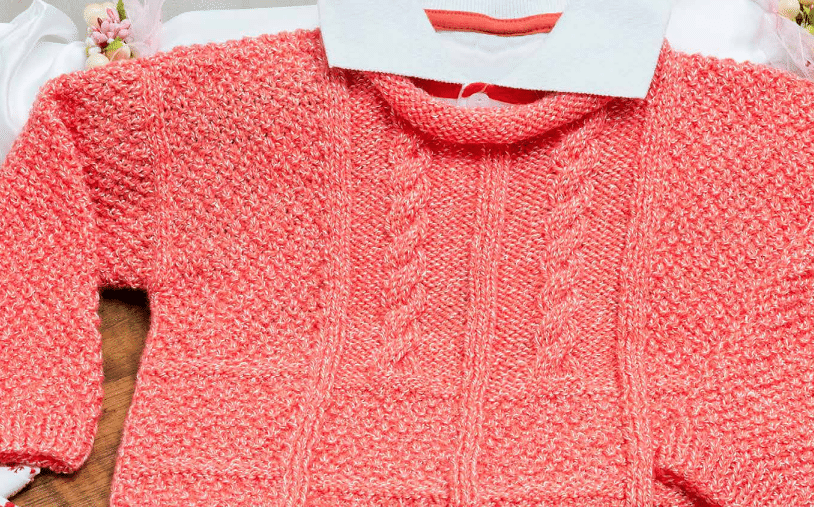 Blusa infantil coral em tricô