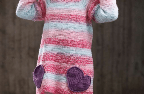 Vestido infantil degradê bolsos corações – Cisne Sintonia