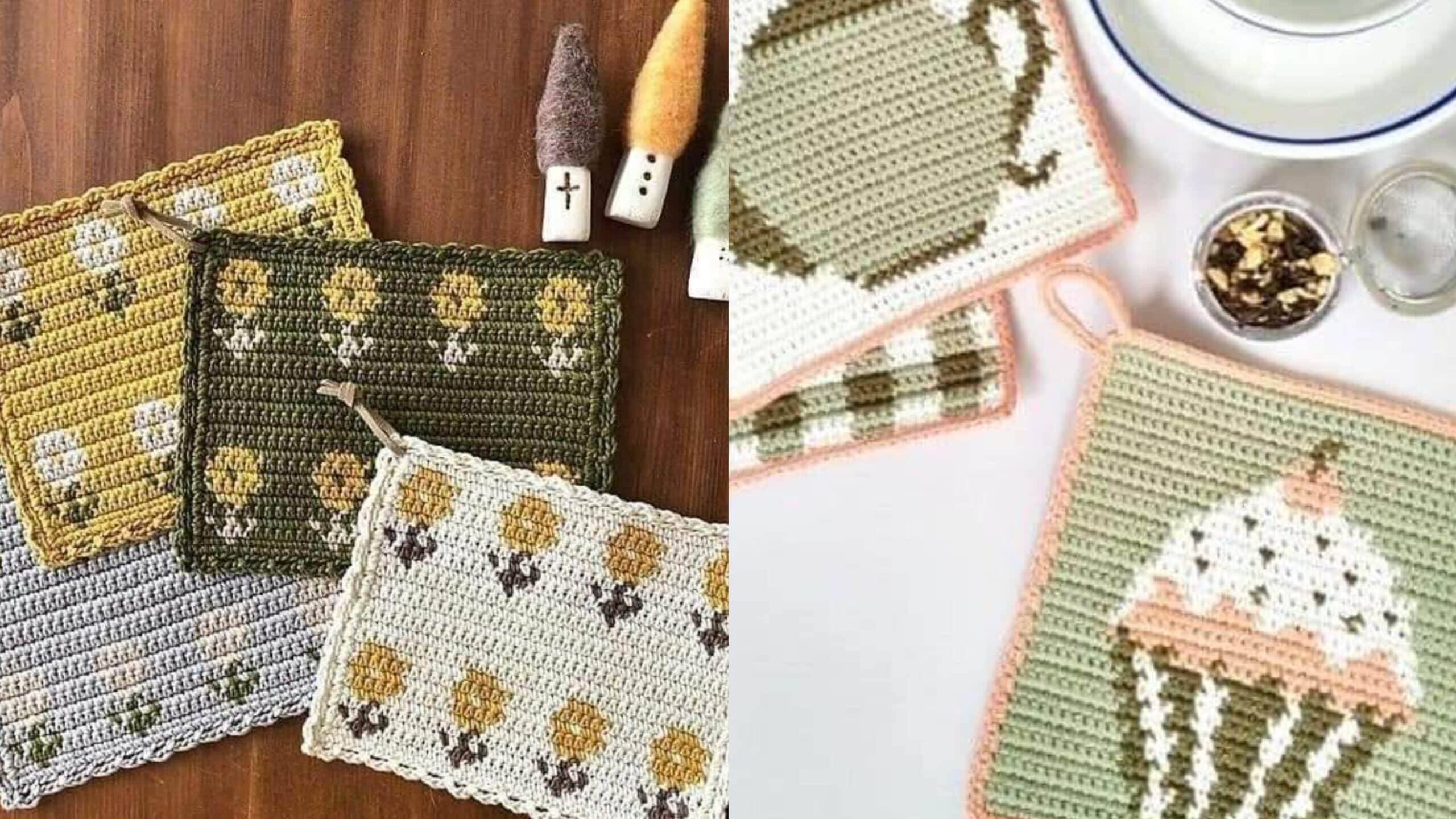 Porta Copos em Crochê com Gráficos
