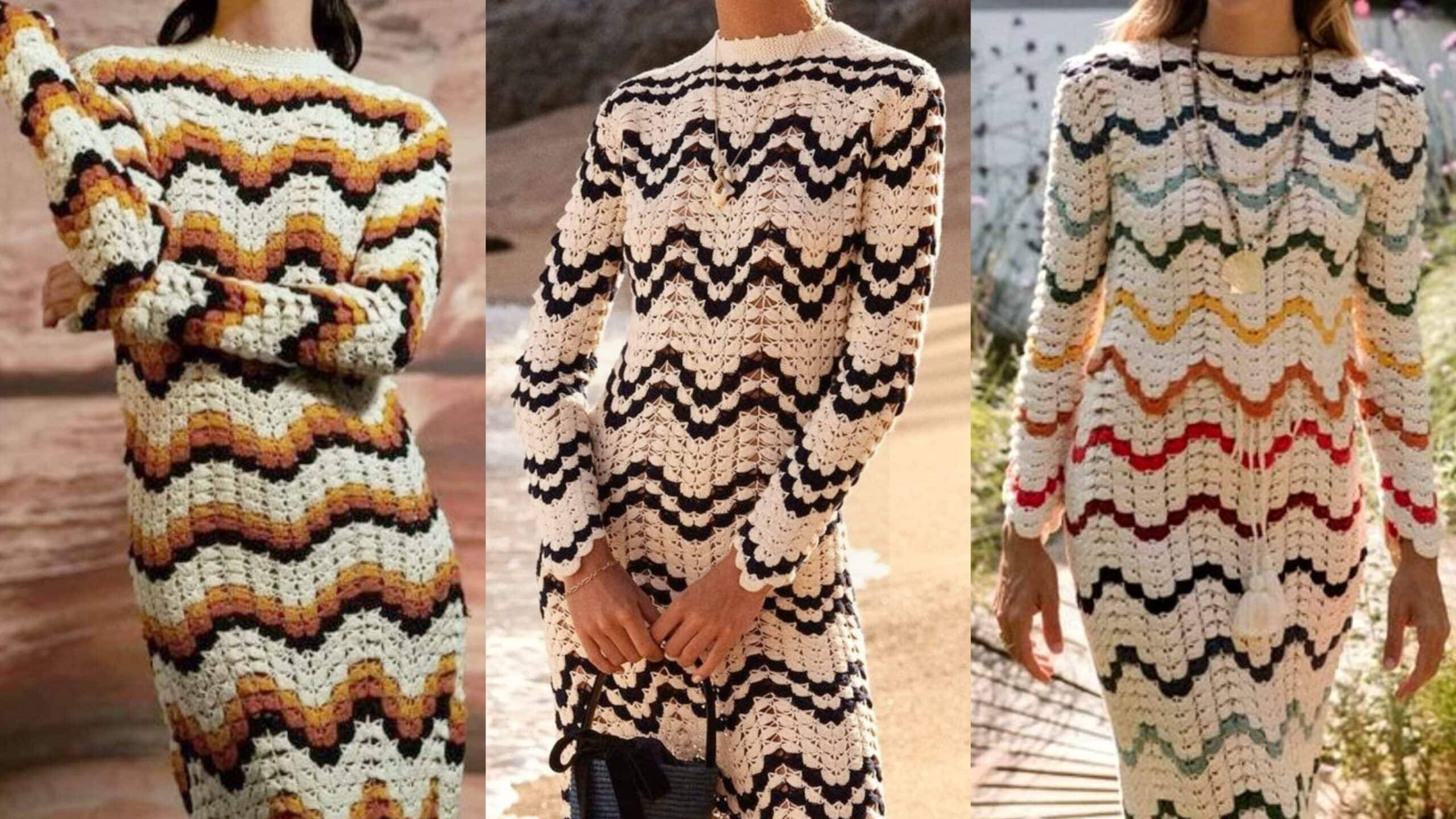 Vestidos de Crochê com Ponto Diferente e Gráfico