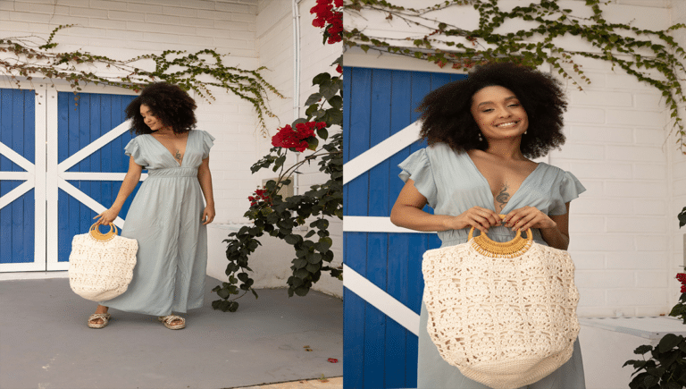 Bolsa de Crochê com Alça Rattan