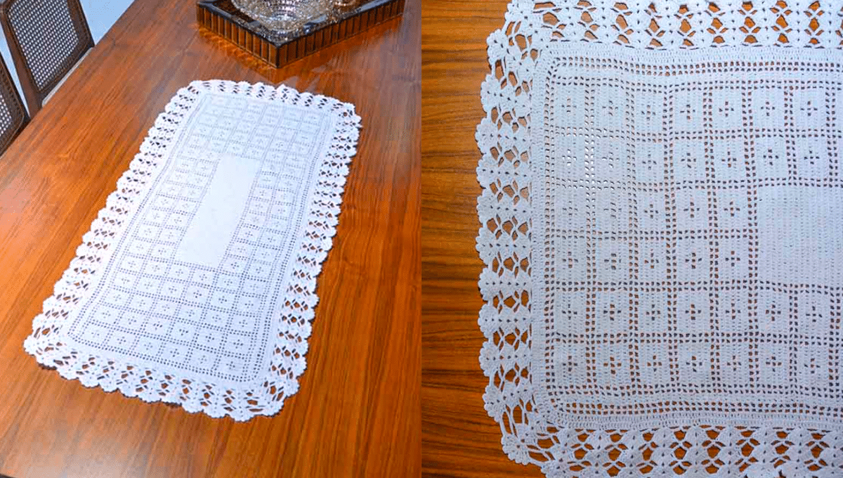 Trilho de Mesa em Crochê Nuvem Passo a Passo Simples