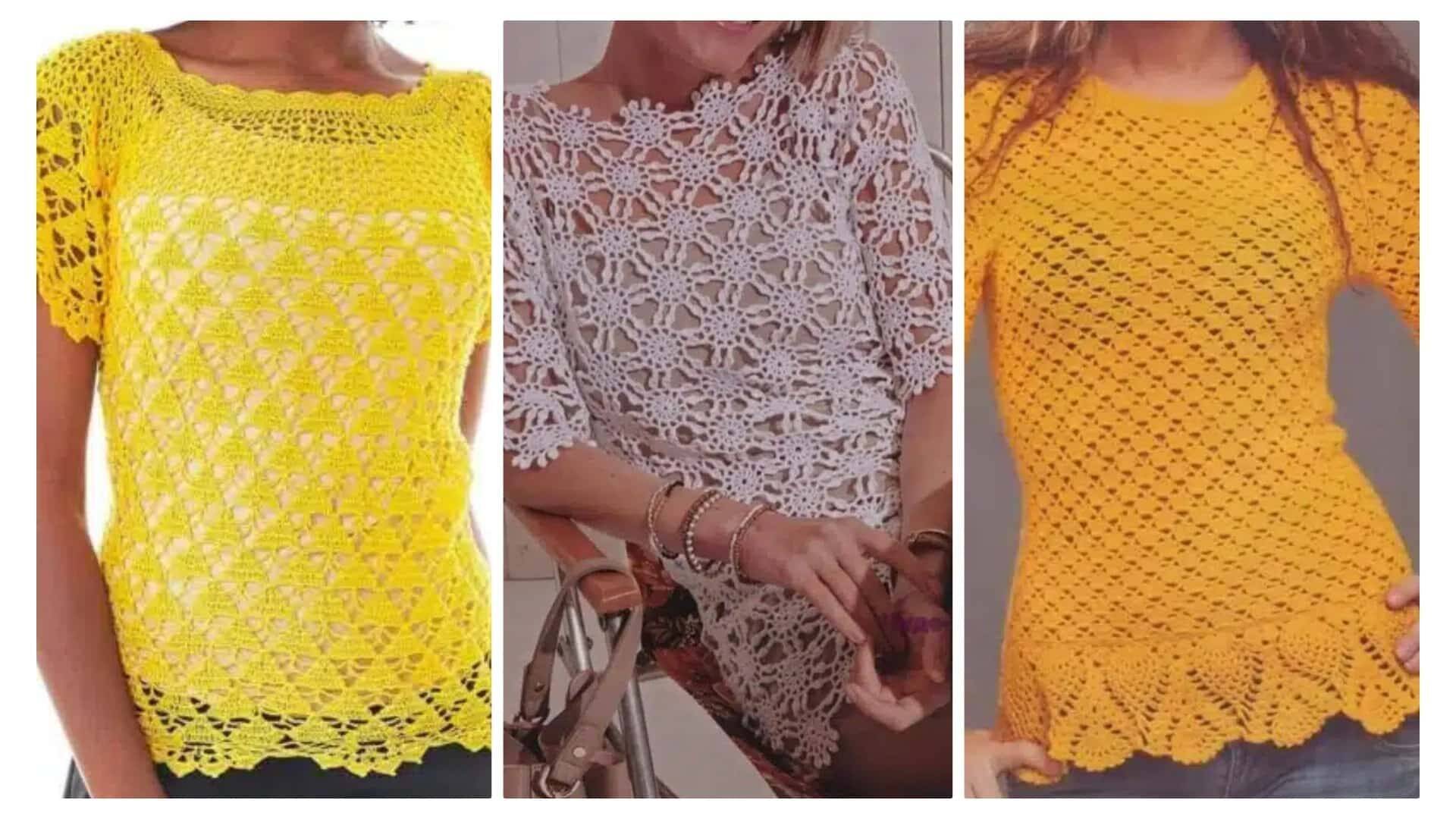 13 Blusas de Crochê com Pontos Lindos com Gráficos para Copiar