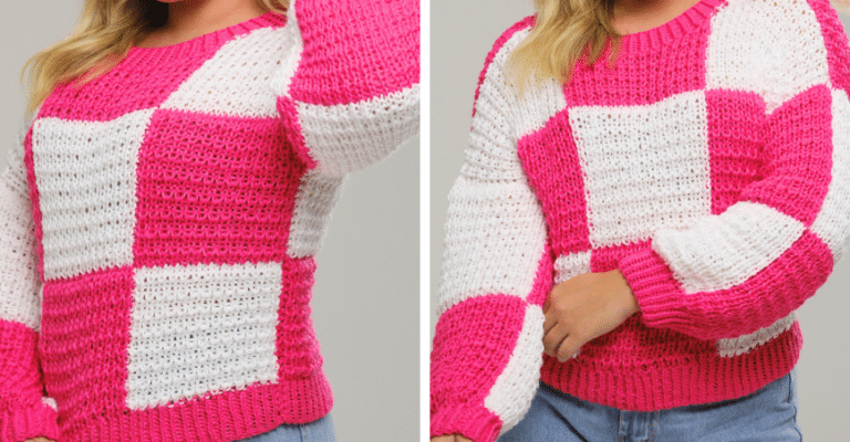 Blusa de Tricô Branca e Pink (Cisne Cetim Plus)