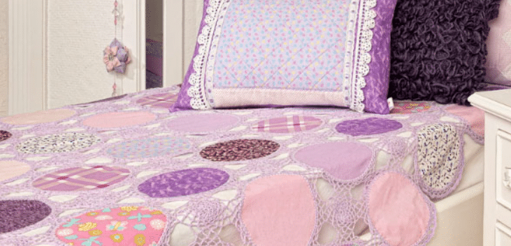 Colcha de crochê com Patchwork