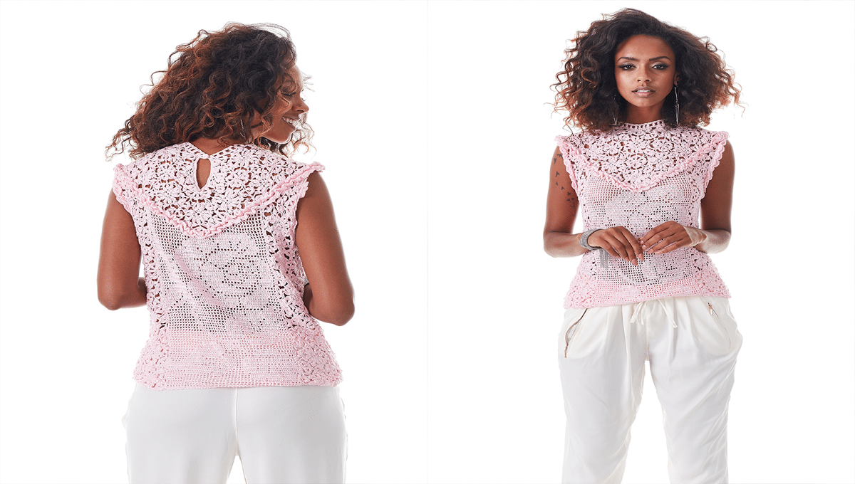 Blusa De Crochê Rosa Candy Com 2 gráficos Inspiradores Aprenda já