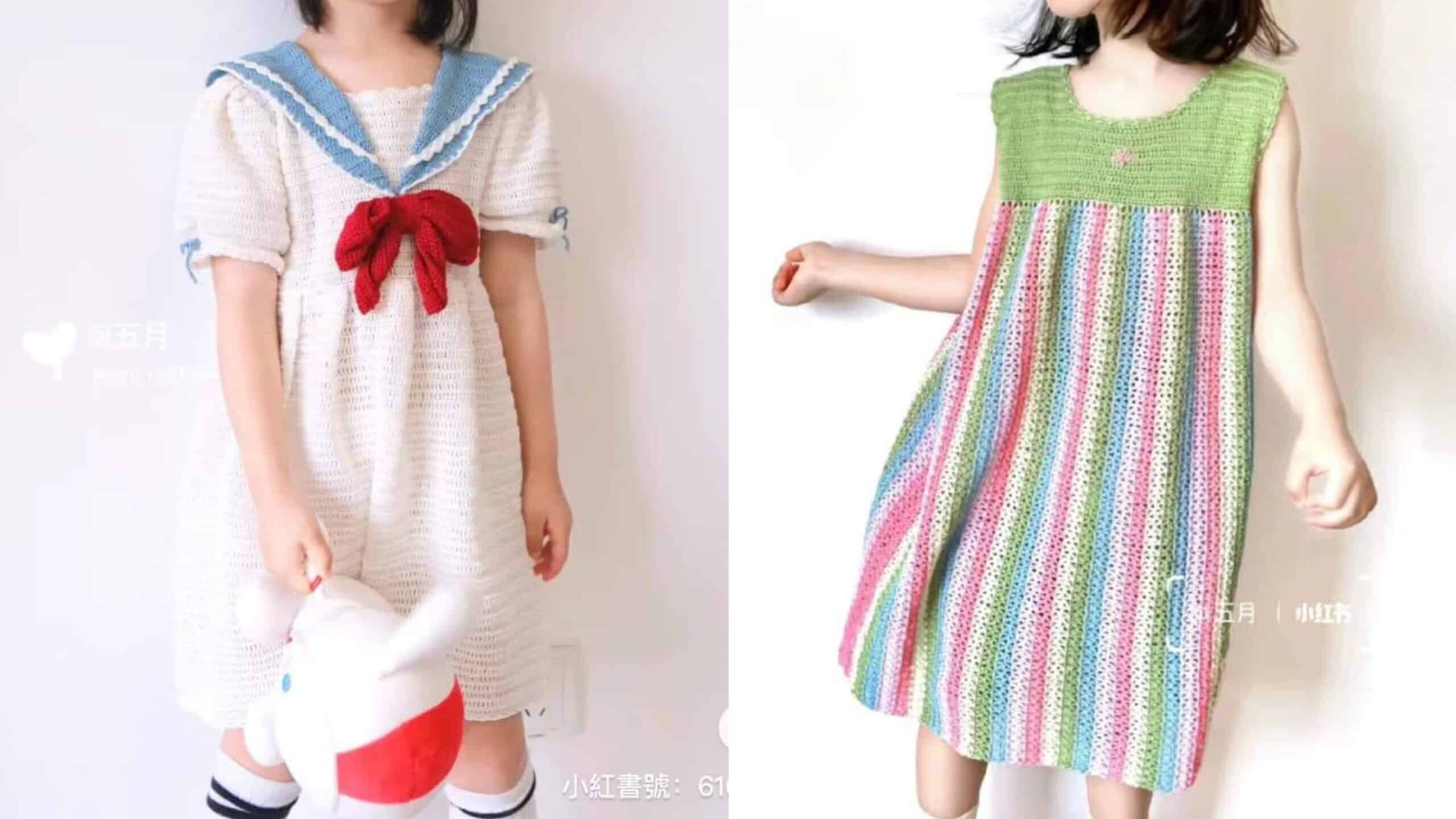 Vestidos de Crochê Infantil 4 a 6 Anos Parte 1
