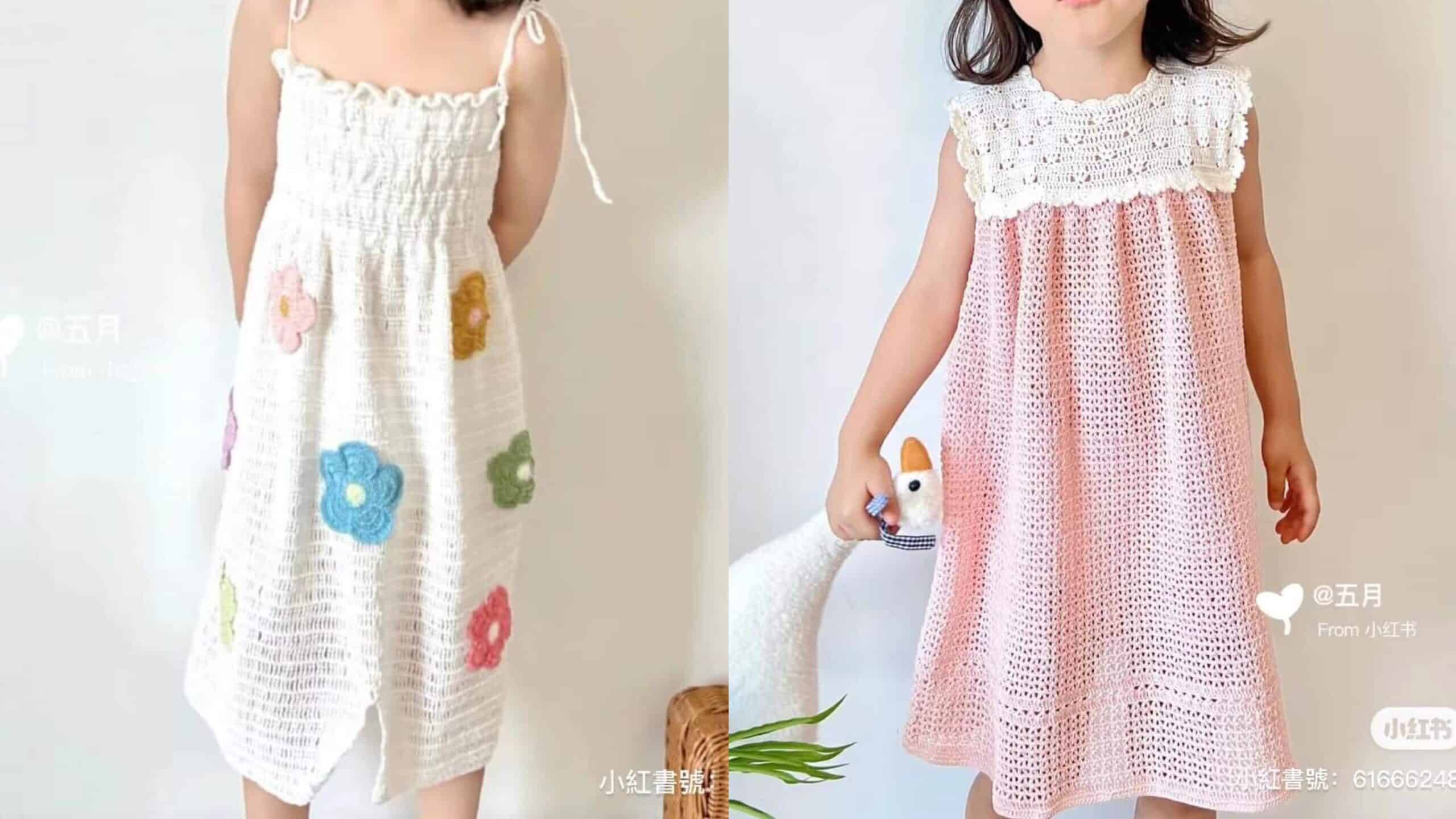 Vestidos em Crochê Infantil 4 a 6 Anos Parte 3