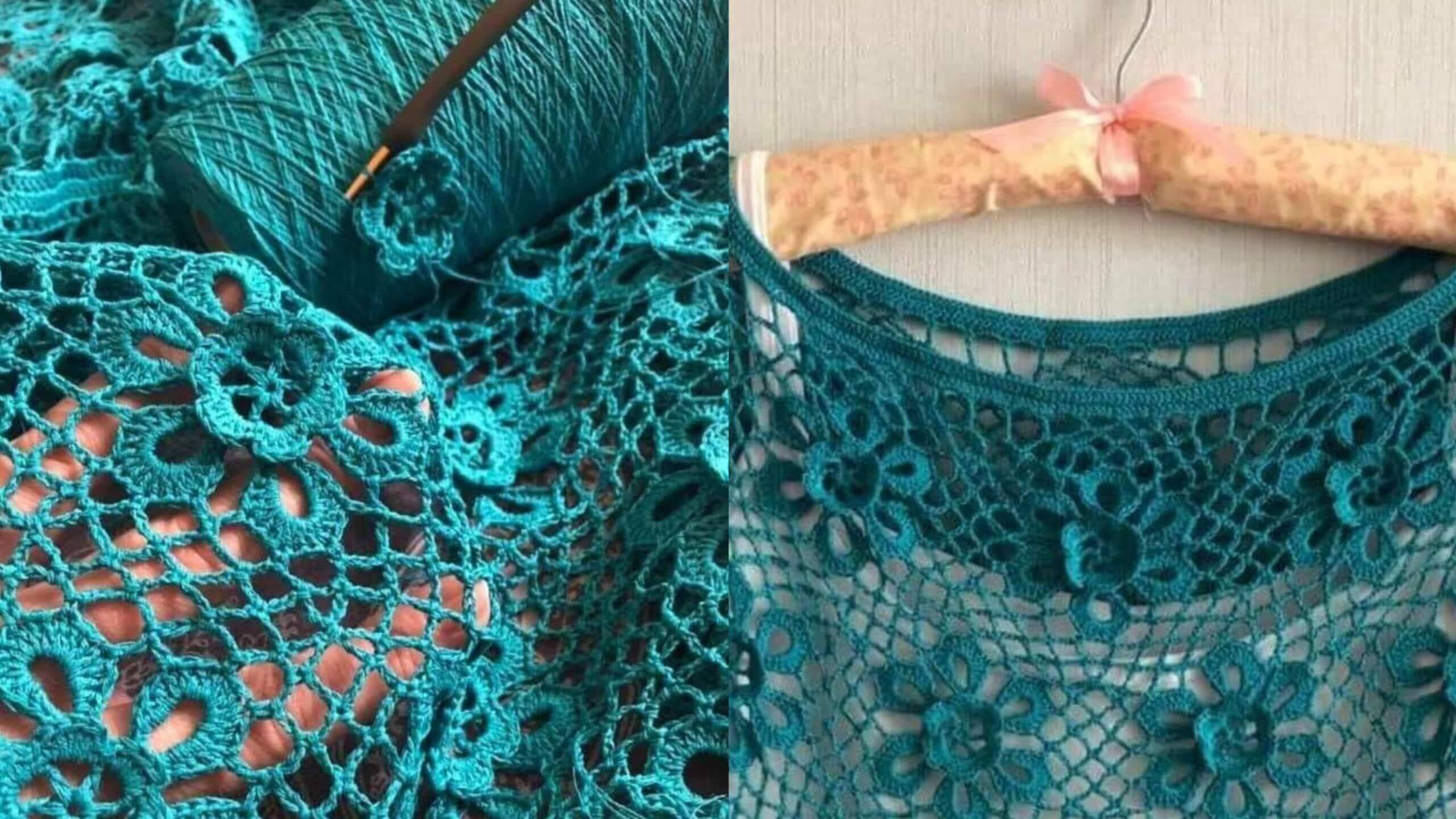 Blusa de Crochê com Squares com Passo a Passo e Gráfico