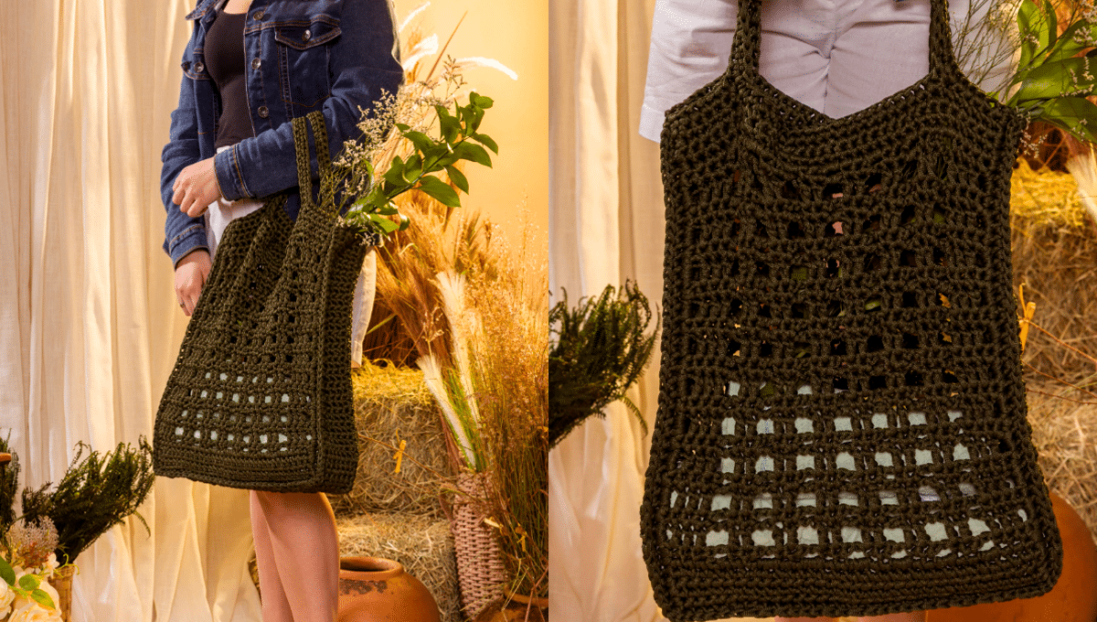 Bolsa de Crochê Esmeralda Elegante e Simples com Gráficos