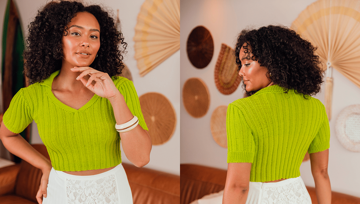 Cropped de Tricô Polo Lindíssimo com Gráficos Fáceis