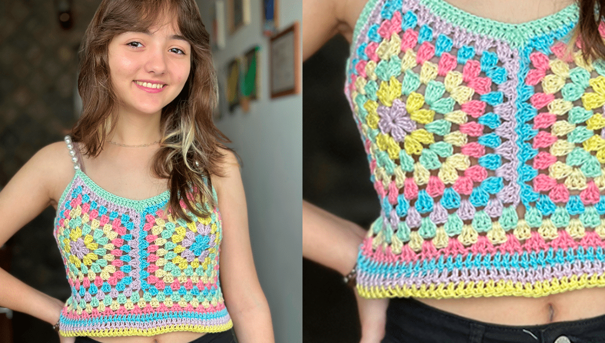 Top de Crochê Candy Colors com Gráficos Grátis para Copiar