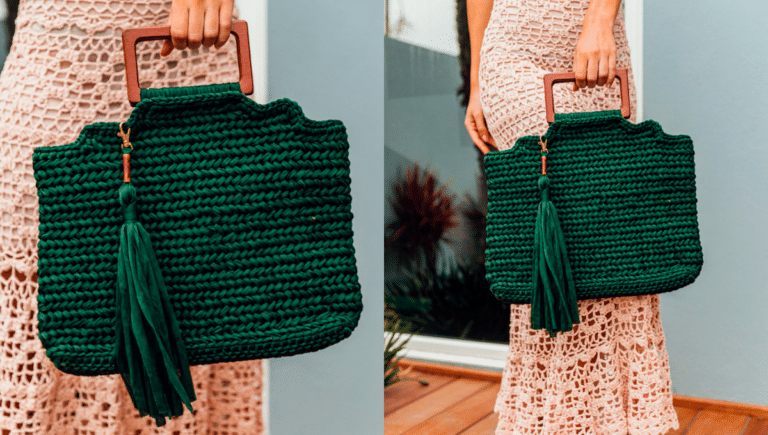 Bolsa em Crochê Alça Retangular