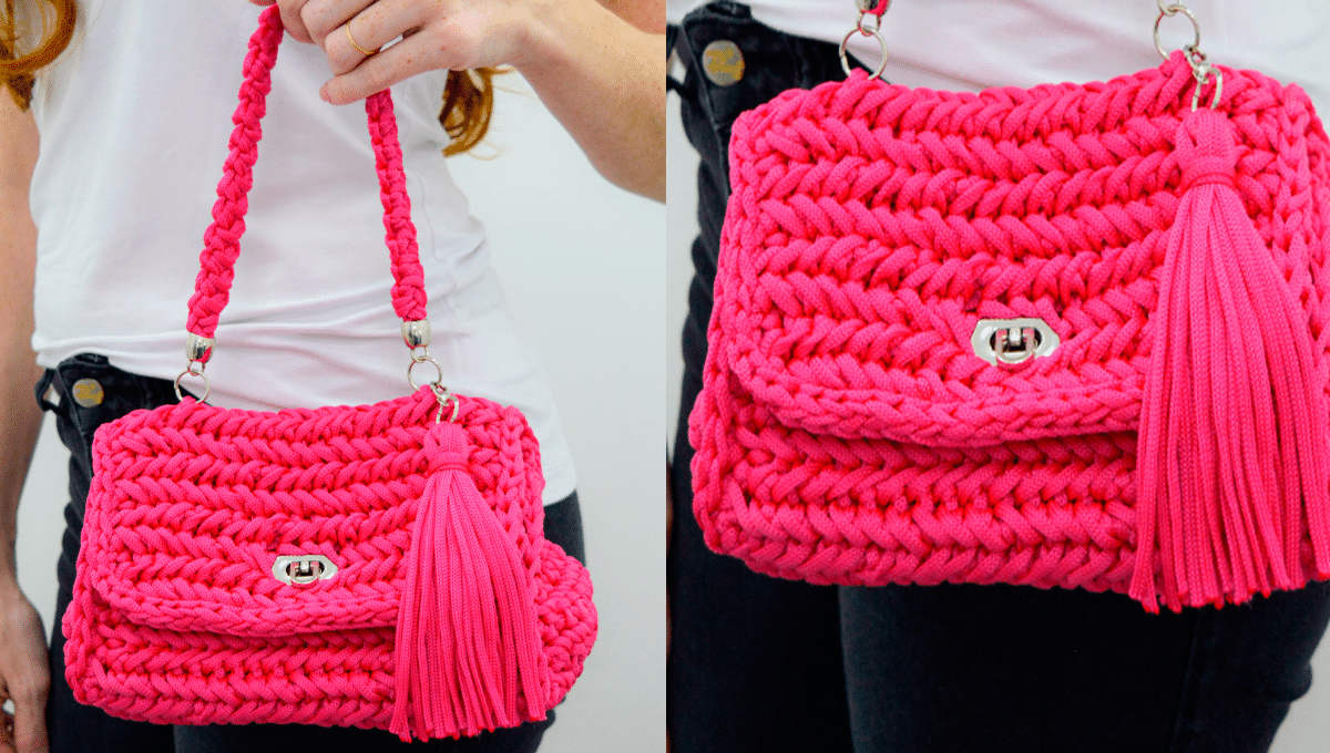 Bolsa de Crochê Náutico Pink Passo a Passo com Gráficos