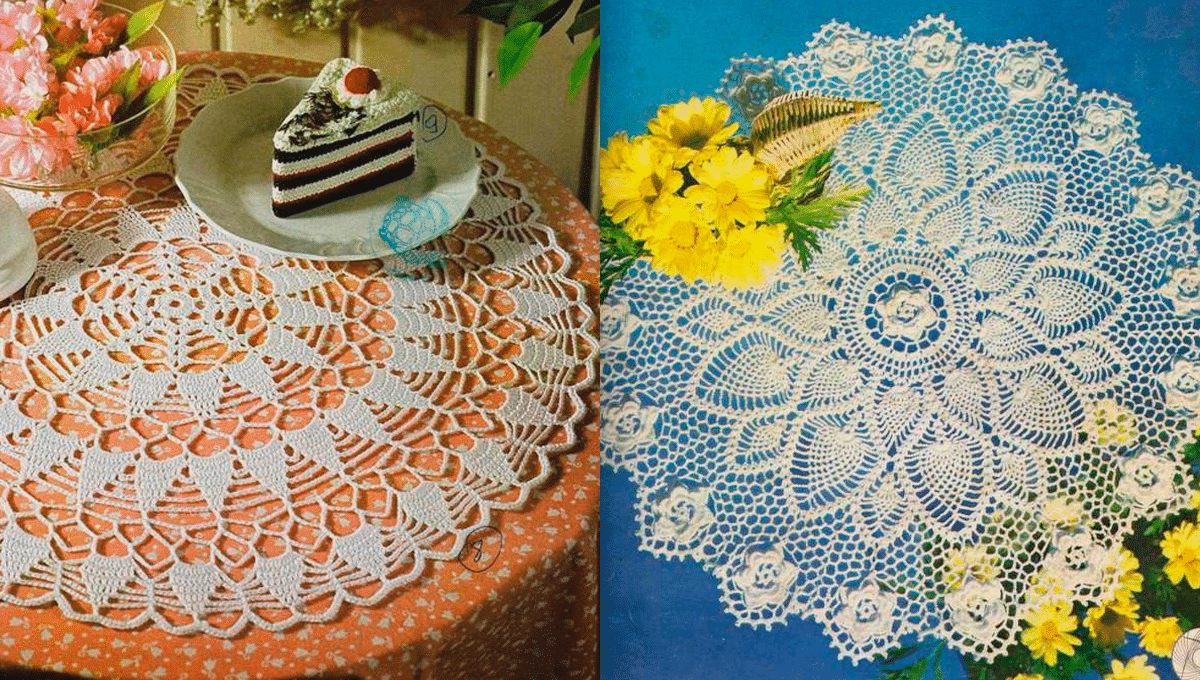 Centros de Mesa em Crochê Rendados com Esquemas Detalhados