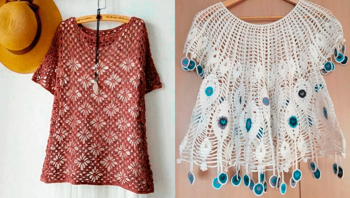 Pontos de Crochê com Gráficos p Fazer Blusas Delicadas