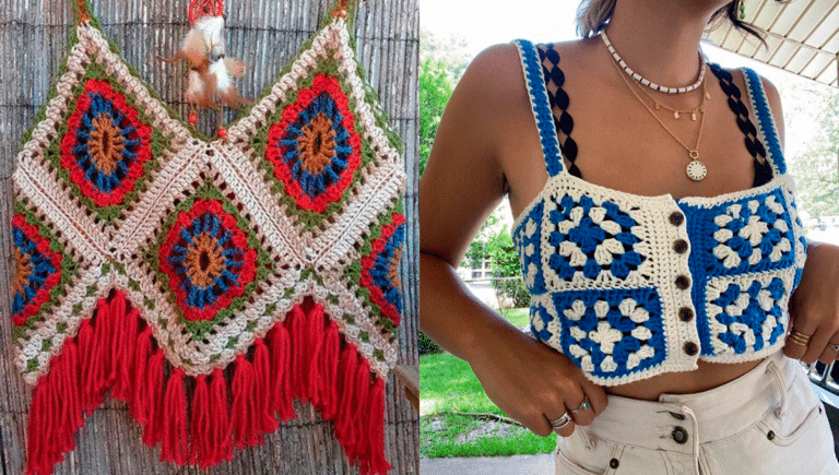 Croppeds de Crochê com Granny Squares