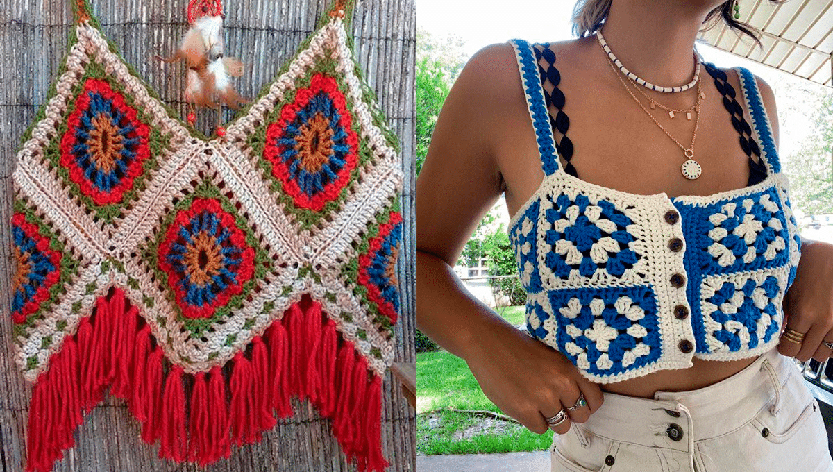 Croppeds de Crochê com Granny Squares Bem Fáceis – Quadradinhos da Vovó