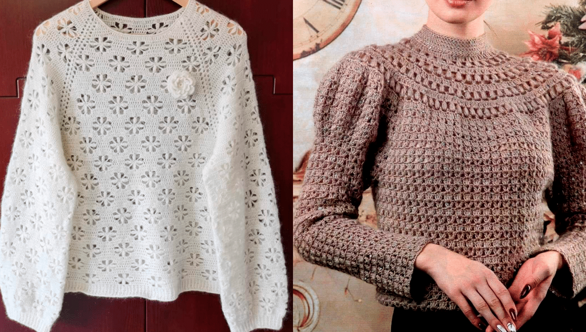 7 Blusas de Crochê com Lindos Ponto Fantasia com Gráficos