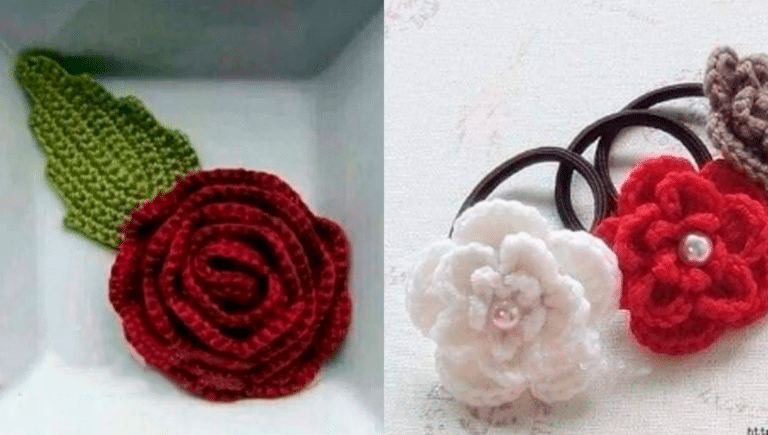 Aplicações de Flores em Crochê