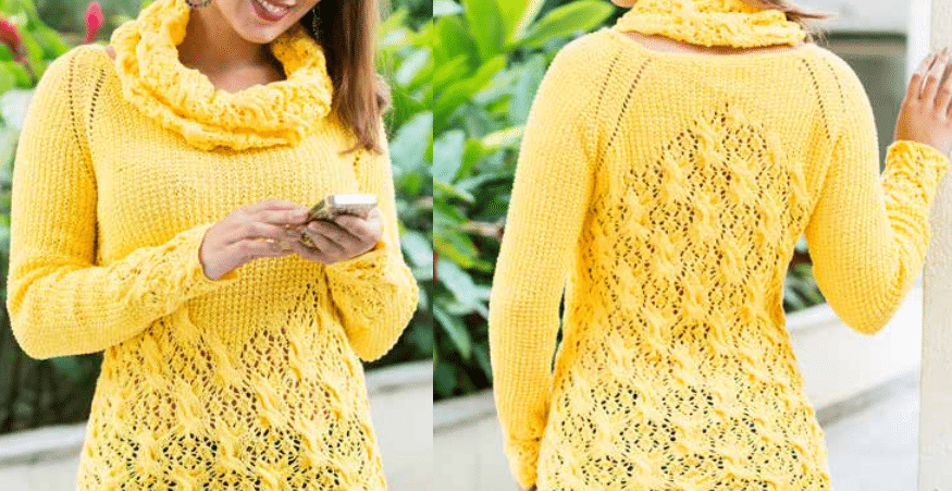 Blusa e gola de tricô amarela (Camila Fashion)