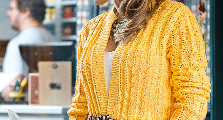 Casaquinho de tricô amarelo (Camila 1000)