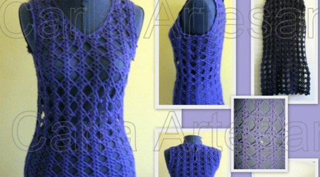 Vestido de crochê Azul Klein