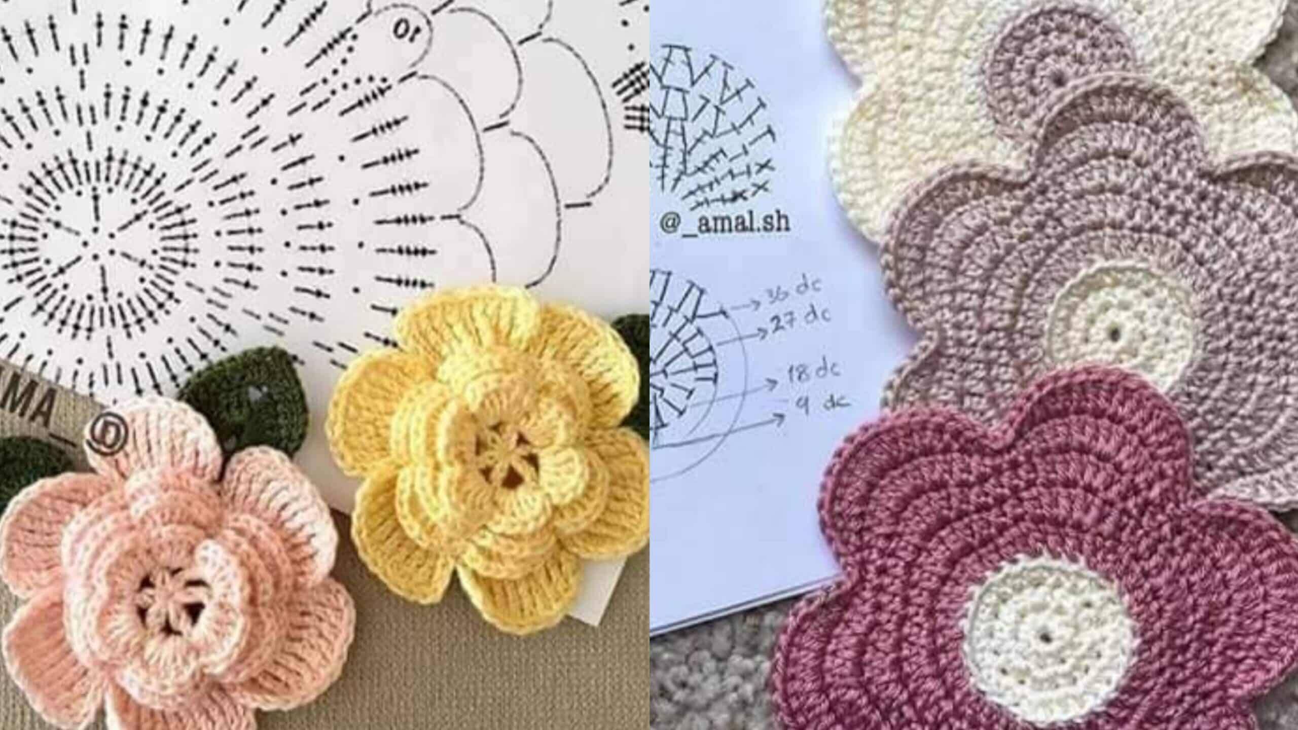 Inspire-se e Aprenda a Fazer Lindas Flores em Crochê com Gráficos