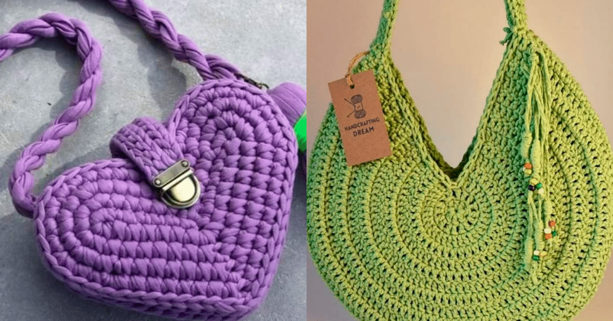 15 Bolsas em Crochê Moderno com Gráficos para Começar a Sua Hoje ! Pt 1