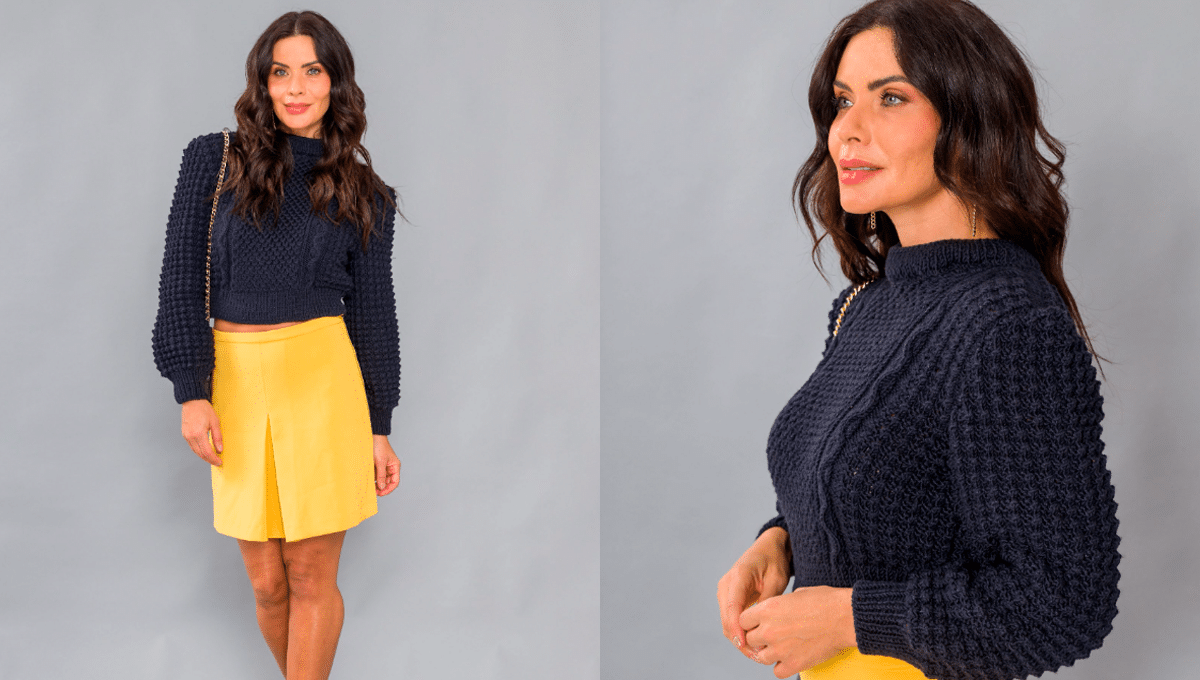 Blusa de Tricô Manga Bufante Com Gráficos Grátis para Copiar