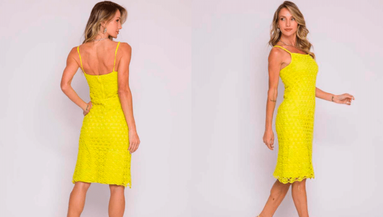 Vestido de Crochê Amarelo Cítrico