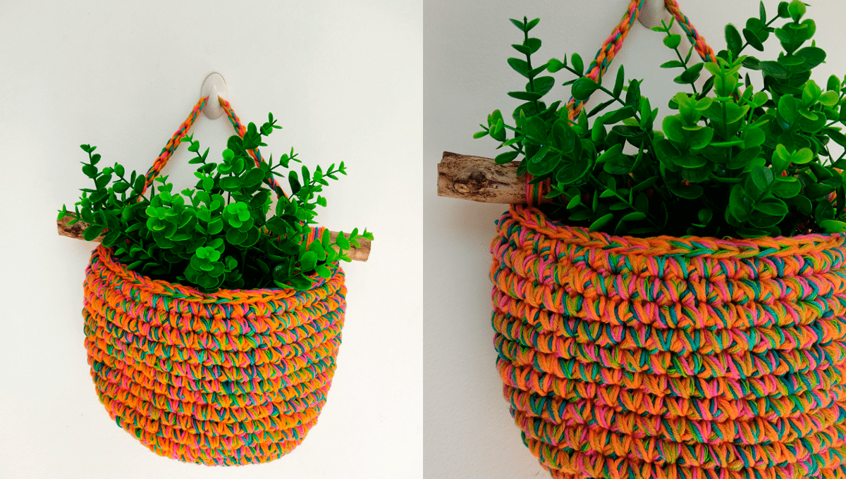 Cachepô em Crochê Porta-Planta Passo a Passo c Gráficos Grátis
