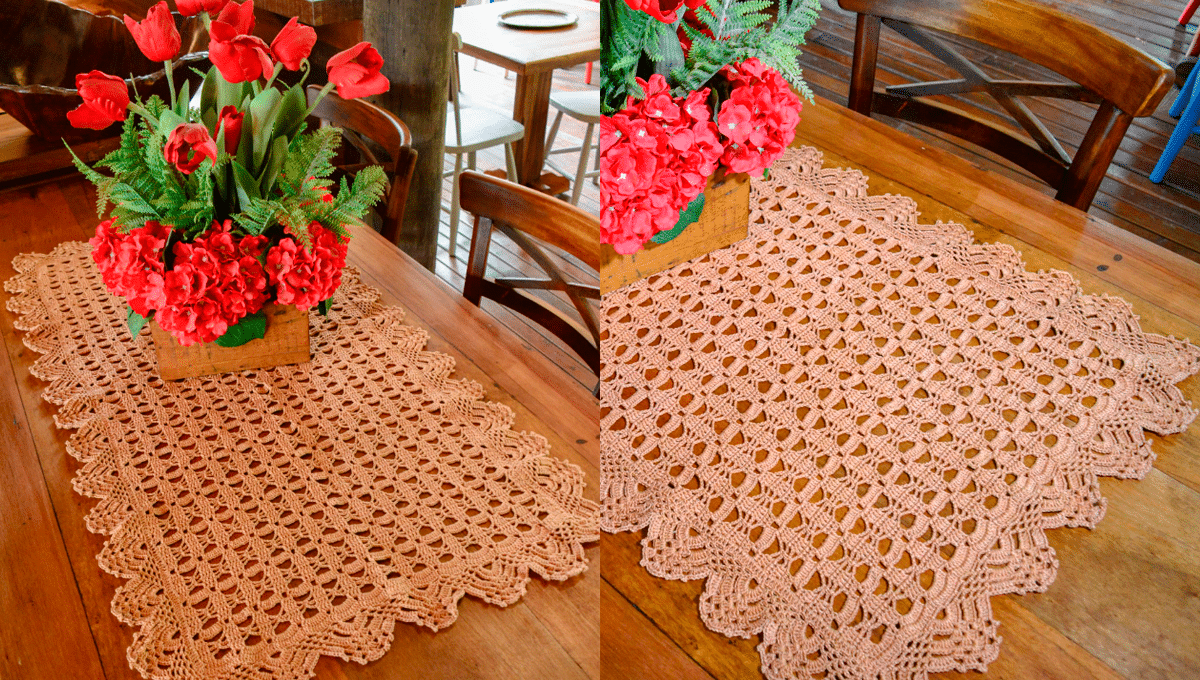 Trilho de Crochê Castanha Elegante com Gráficos Gratis