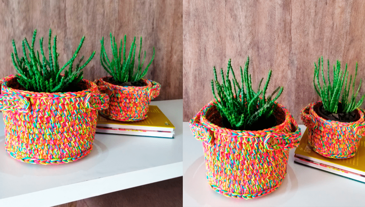 Conjunto Cestos em Crochê Balé com Gráficos Detalhados Gratis