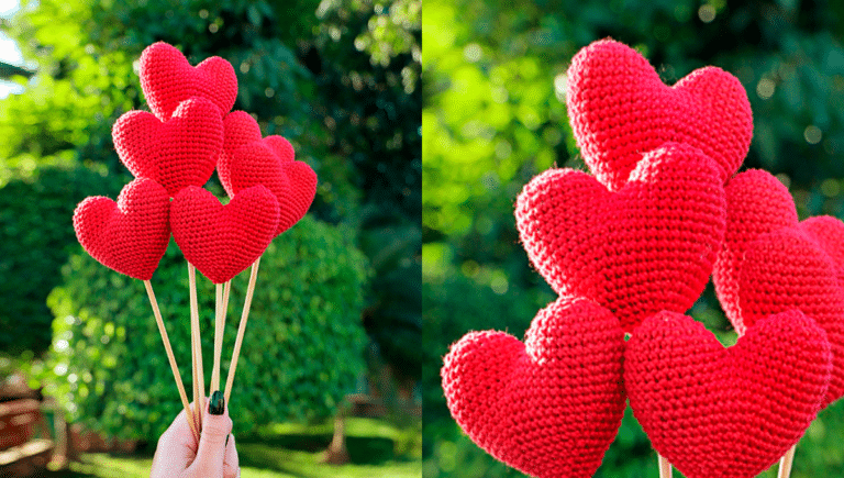 Amigurumi Buquê de Corações