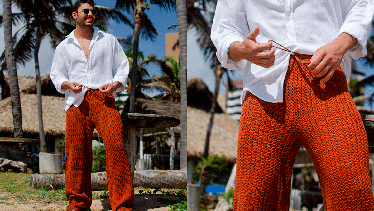 Calça de Crochê Terracota Masculina com Graficos Gratis