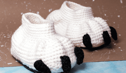 Pantufa de crochê urso polar – Cisne Atena