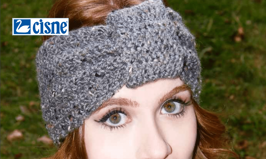 Turbante de crochê cinza – (Cisne Acalanto)