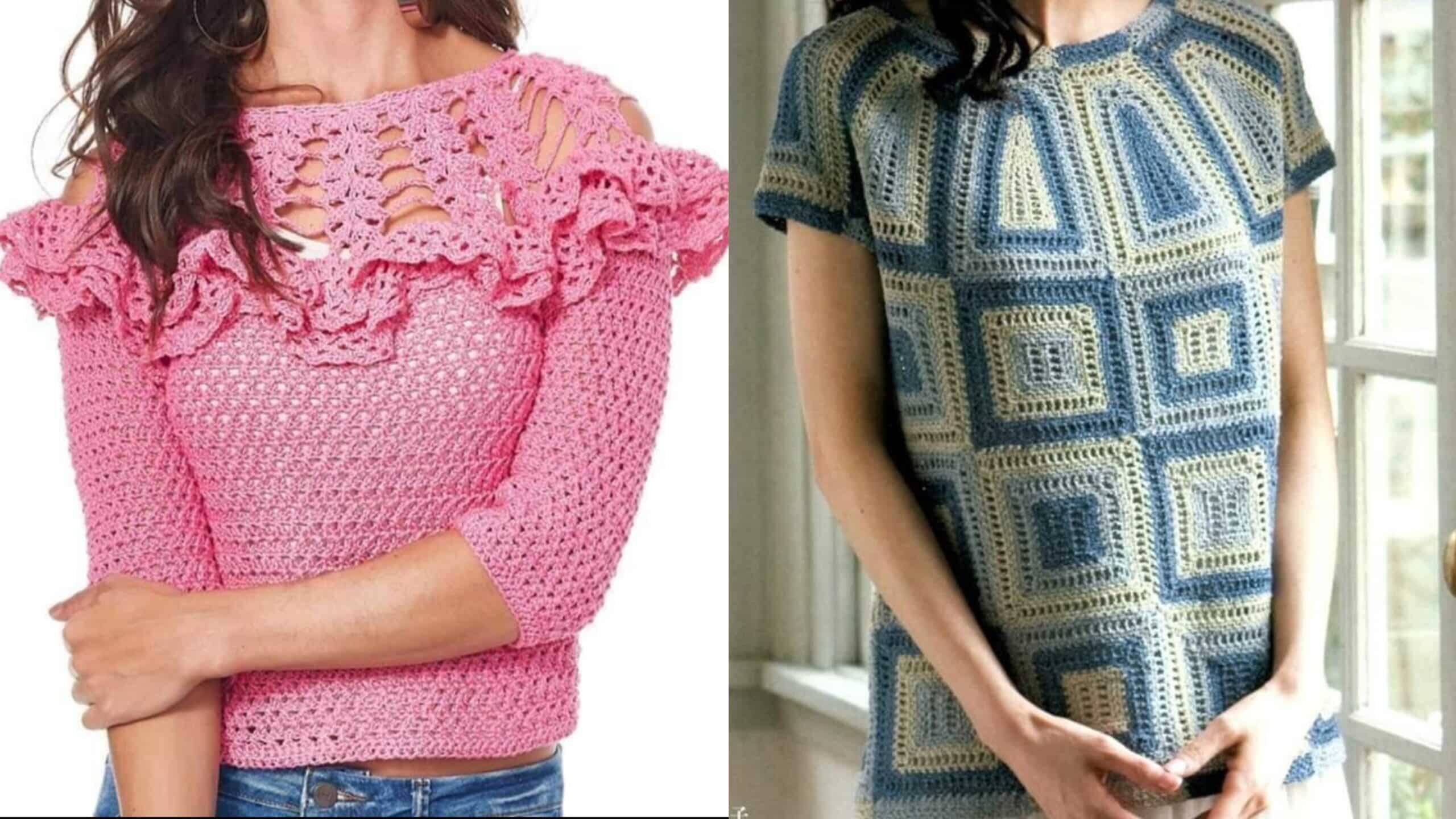 Blusas de Crochê Feminina Verão com Gráficos Grátis Parte 1
