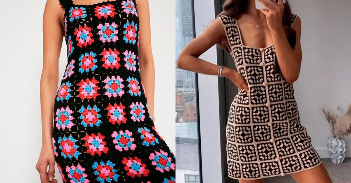 Vestidos de Crochê Bem Fácil com Quadradinhos da Vovó Pt 1